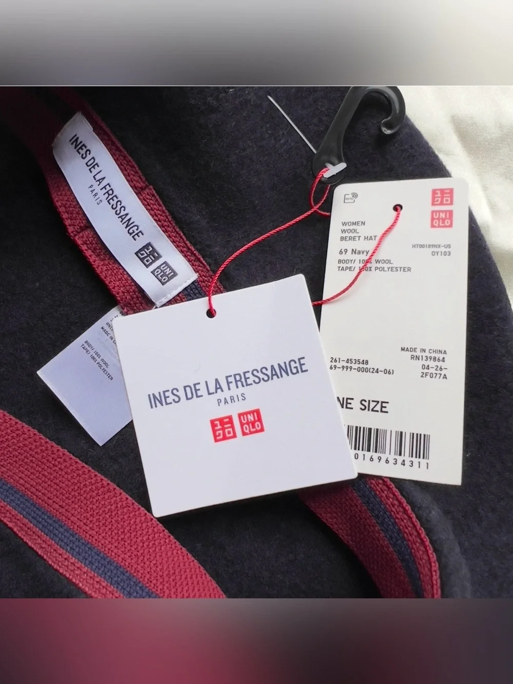 Uniqlo Ines Dela Fressange Paris Women’s Navy Blue 100% Wool Benet Hat One Size